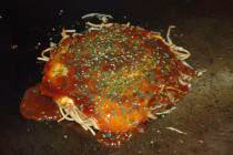 Hiroshima style Okonomiyaki is well-known all over Japan (Photograph taken circa 1994)