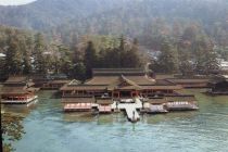 Itsukushima Shrine standing in the water, the island of sanctuary (Photograph taken circa 1994)