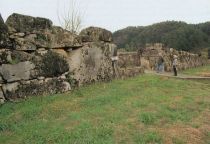 Huge piled stones still remain at the castle site of Motoharu Kikkawa (Photograph taken circa 1994)